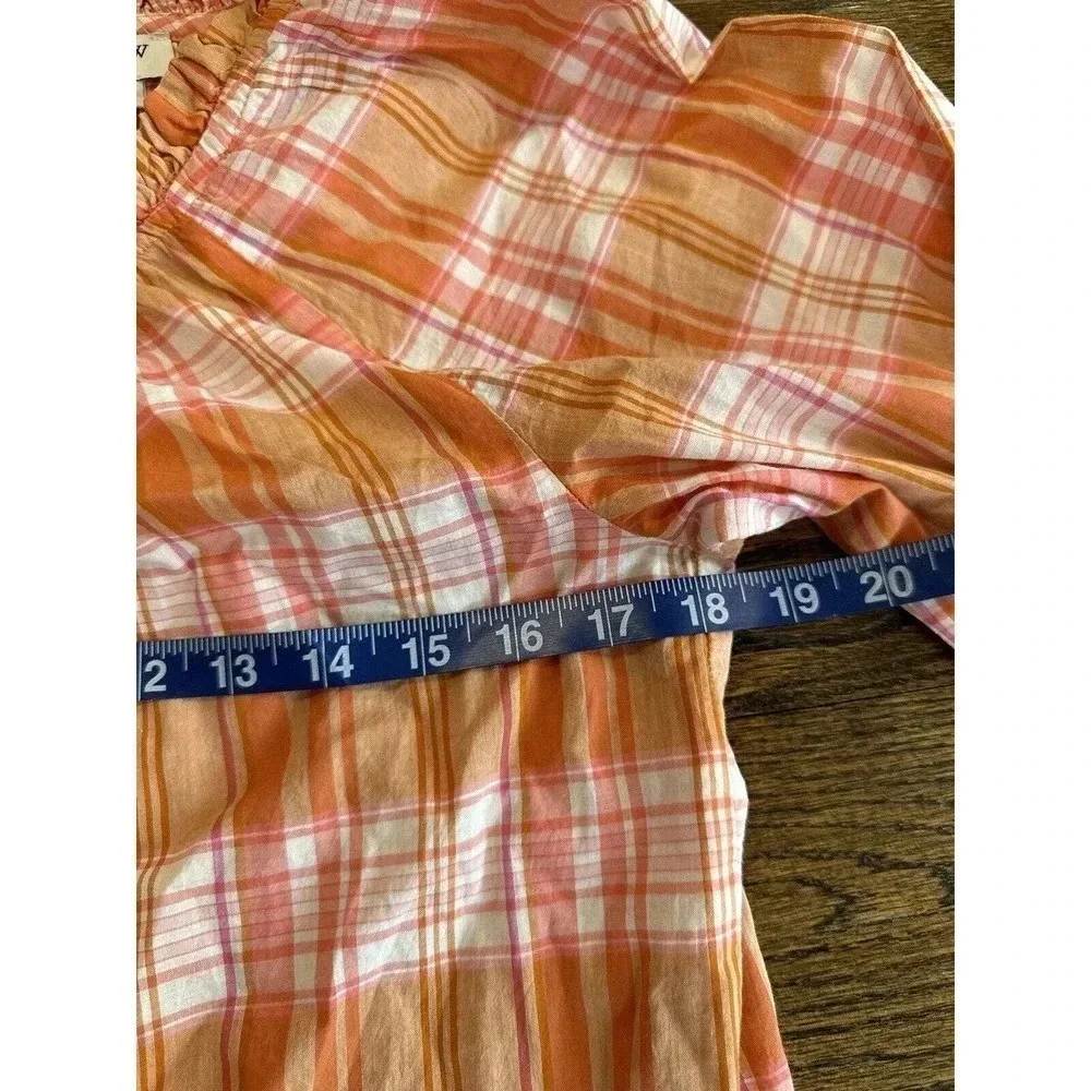 NWT J. Crew Smocked-neck Women's top in Spring plaid Color Size XS 2771